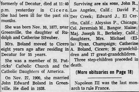 Clipping from The Decatur Herald